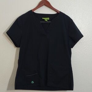 GENTLY USED CROCS NURSING BLACK AND GREEN SCRUB TOP